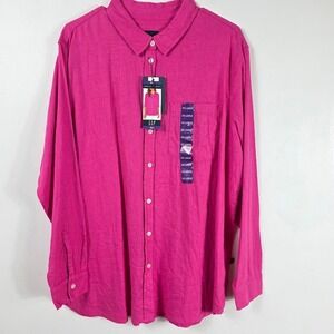 Gap Linen Button Down‎ Top XXL Womens New Very Berry Pink BeachQLT7143S